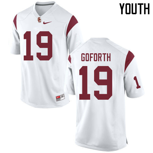 Youth #19 Ralen Goforth USC Trojans College Football Jerseys Sale-White